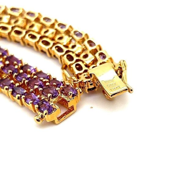 3-Rows Amethysts Bracelet - Picture 6 of 7